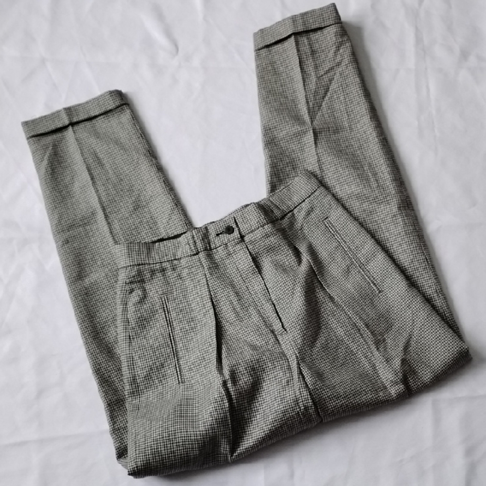 Vintage Liz Claiborne Size 10 Wool Houndstooth Pants High Waist